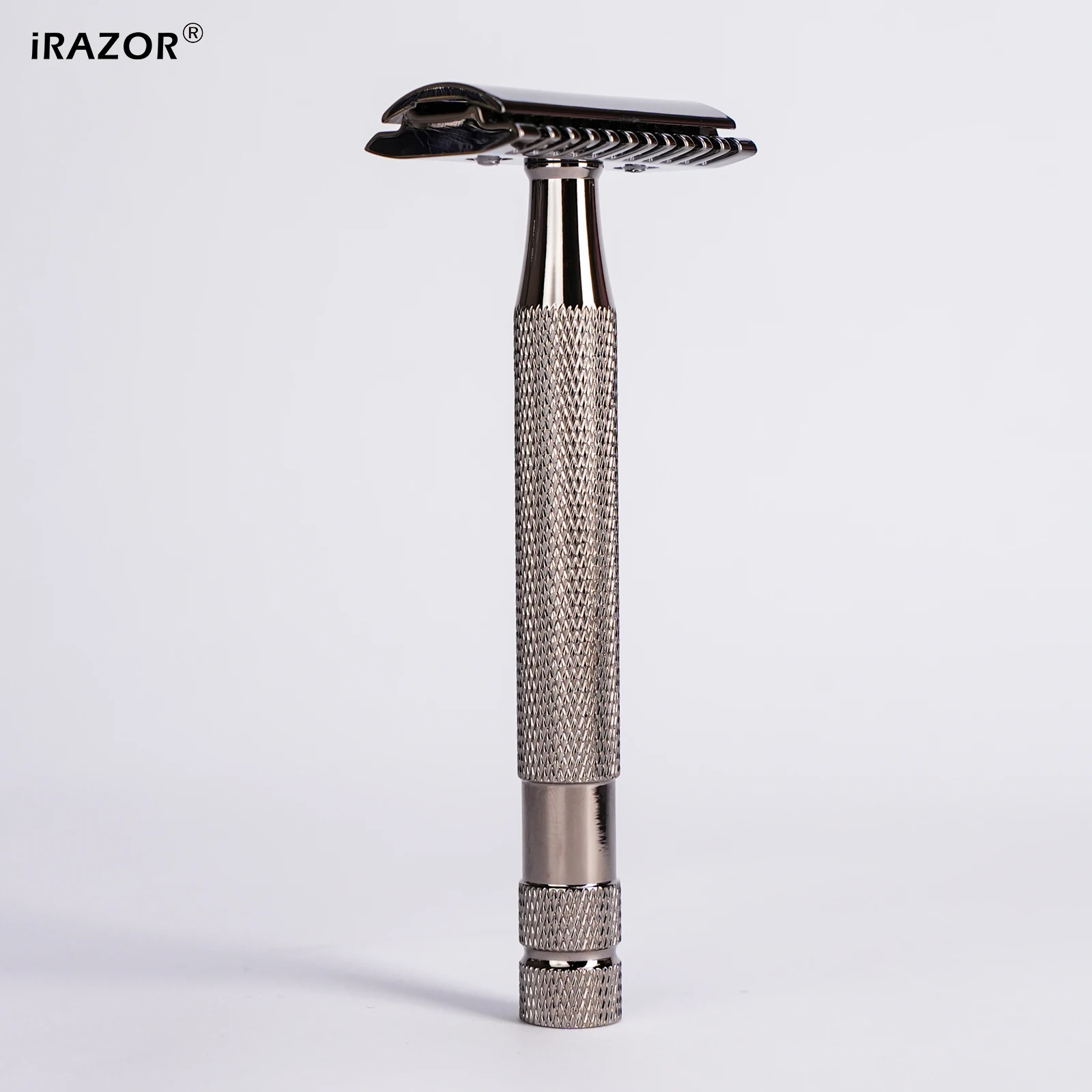 iRAZOR DE Double Edge Safety Razor Eco-Friendly Shaver for Men & Women with Gun-Metal Aluminium Non-Slipping Razor Handle
