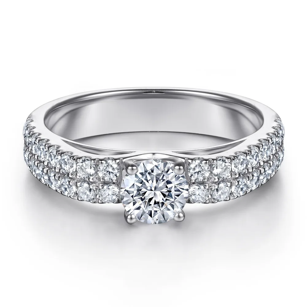 

Европейское и американское посеребренное платиновое кольцо PT950 из 18-каратного золота S925, модные и стойкие двухрядные украшения с бриллиантами