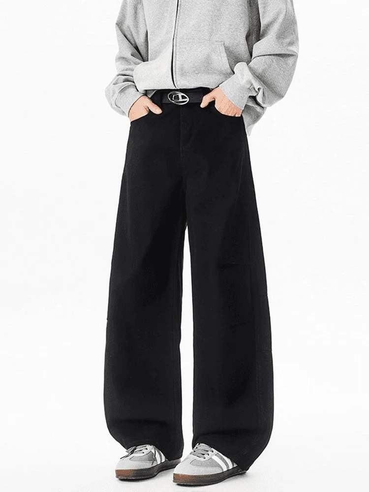 American Style Knife  Wide Leg Workwear Pants Men's Trendy Loose Fit Floor Length Casual Trousers Autumn New Pure Color D...