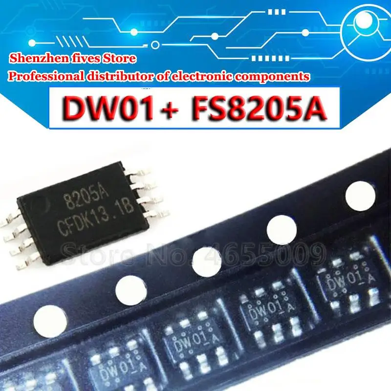 20pcs ( DW01+ 8205A ) each 10pcs FS8205A FS8205 combination SOP23-6 battery protection chip