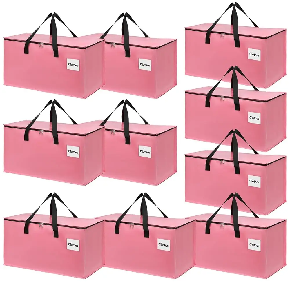 

Extra Large Moving Bags With Zipper - Heavy Duty Tote For Paclothes, Durable Storage Bin Organizer, Multipa Set