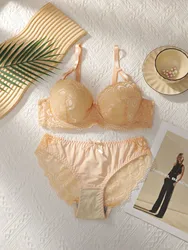 Hot Selling Transparent Flower Two-piece Bra and Underwear Set Clothing Sexy Underwear Women's Push Up Underwear Set A2123