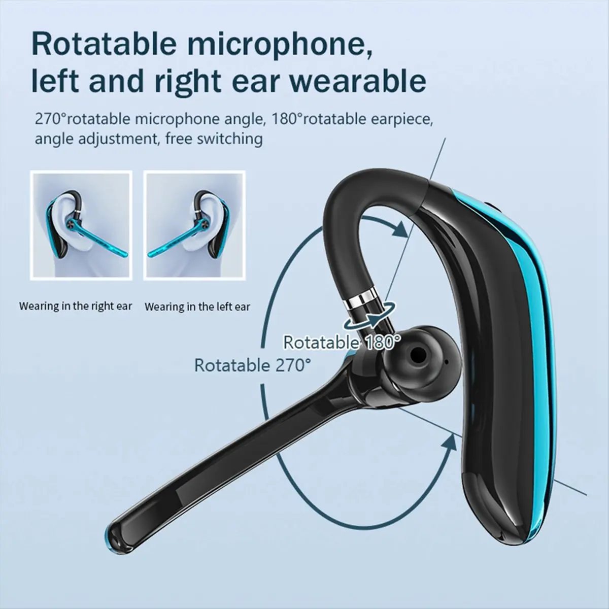 Wireless Headphones With Dual Microphone Bluetooth Earphone Blue metal,ABS Driving Headset