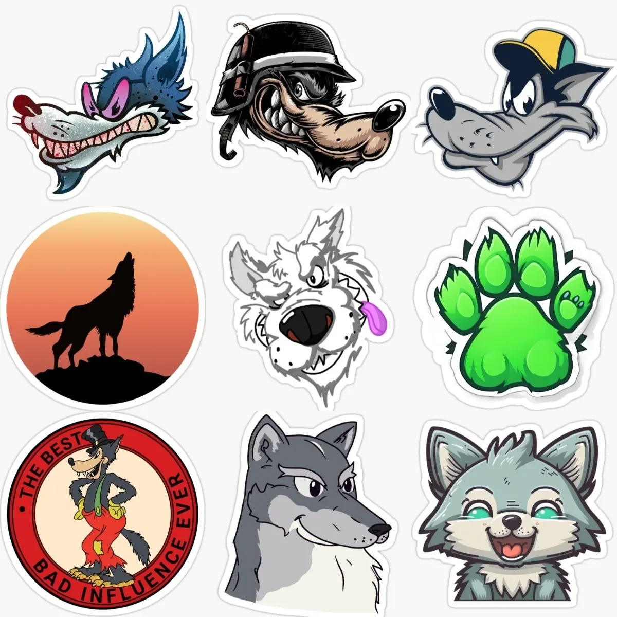 

Wolf Print Head Emblem Creative PVC Waterproof Stickers Accessories for Covered Scratch Decorate Car Van Wall Room Table Bicycle