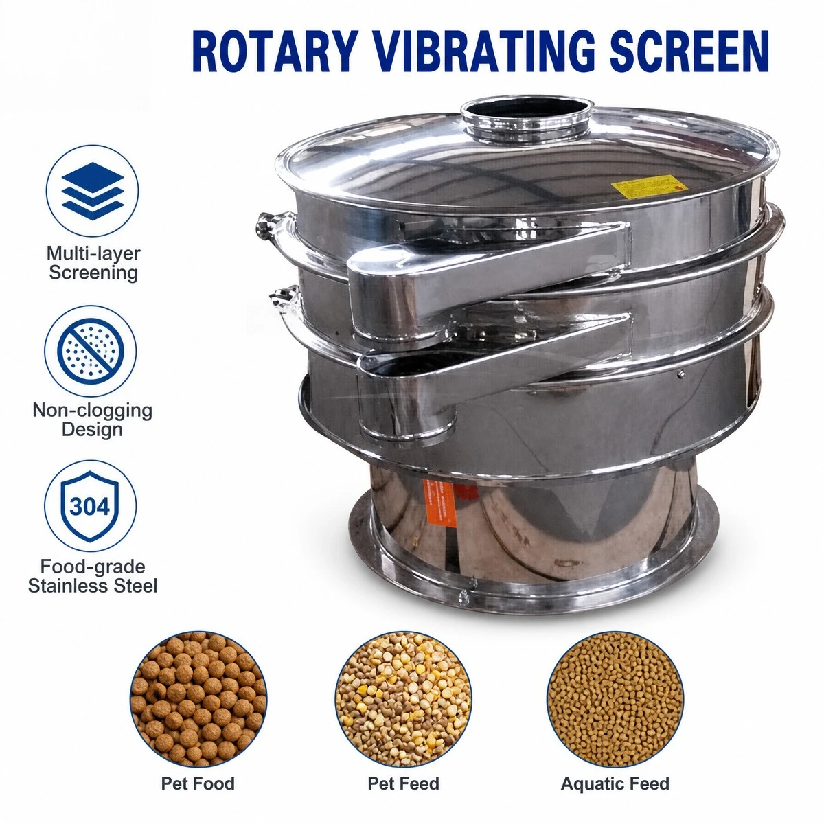 Professional Vibratory Screen Pet Food Precise Sifter Rotary Sieve Aquatic Feed Screening Efficient Sieving Machine