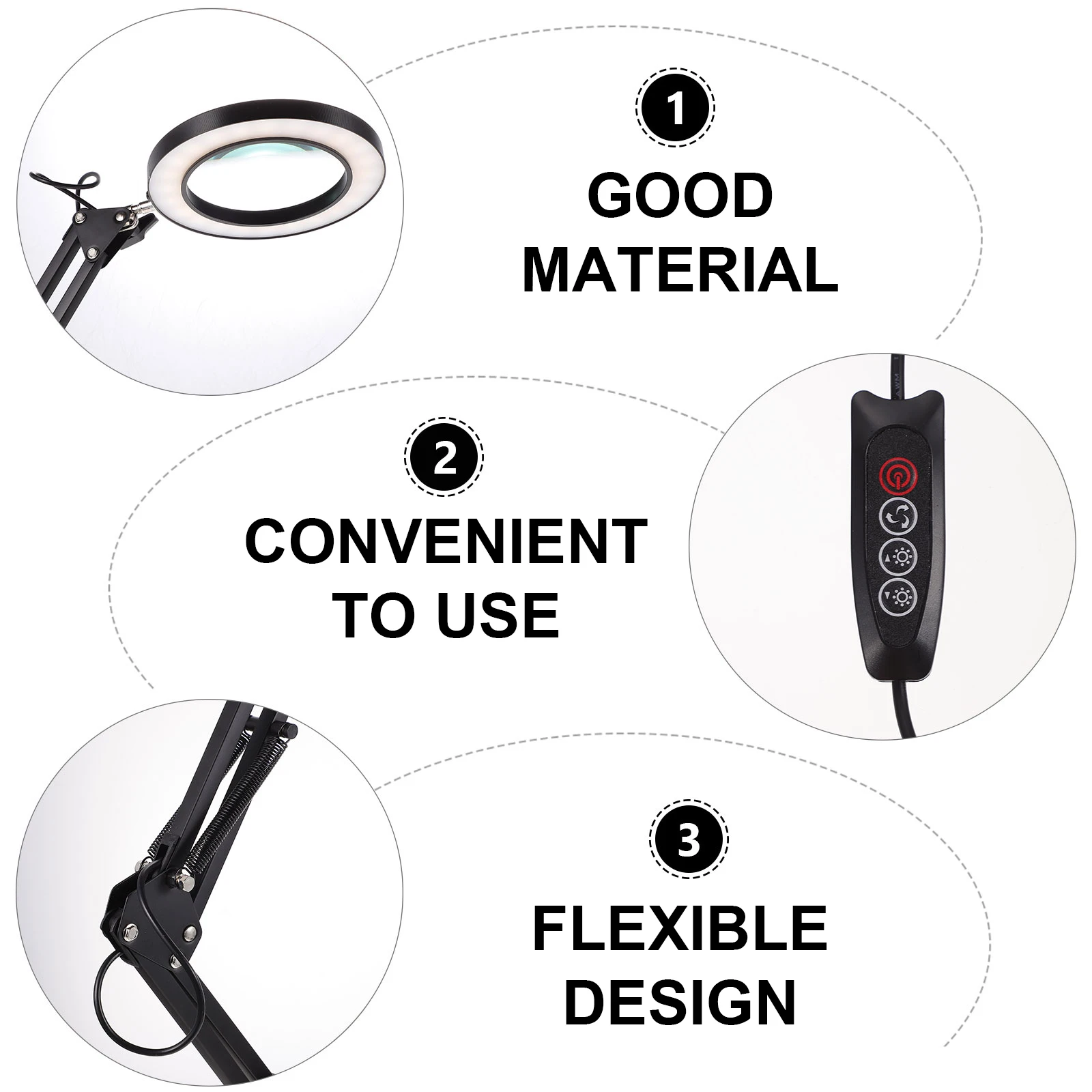 

Magnifying Lamp LED Desk Light Adjustable Angle Magnifier Glass Table Night Light Multifunction Workbench Lighting Foldable