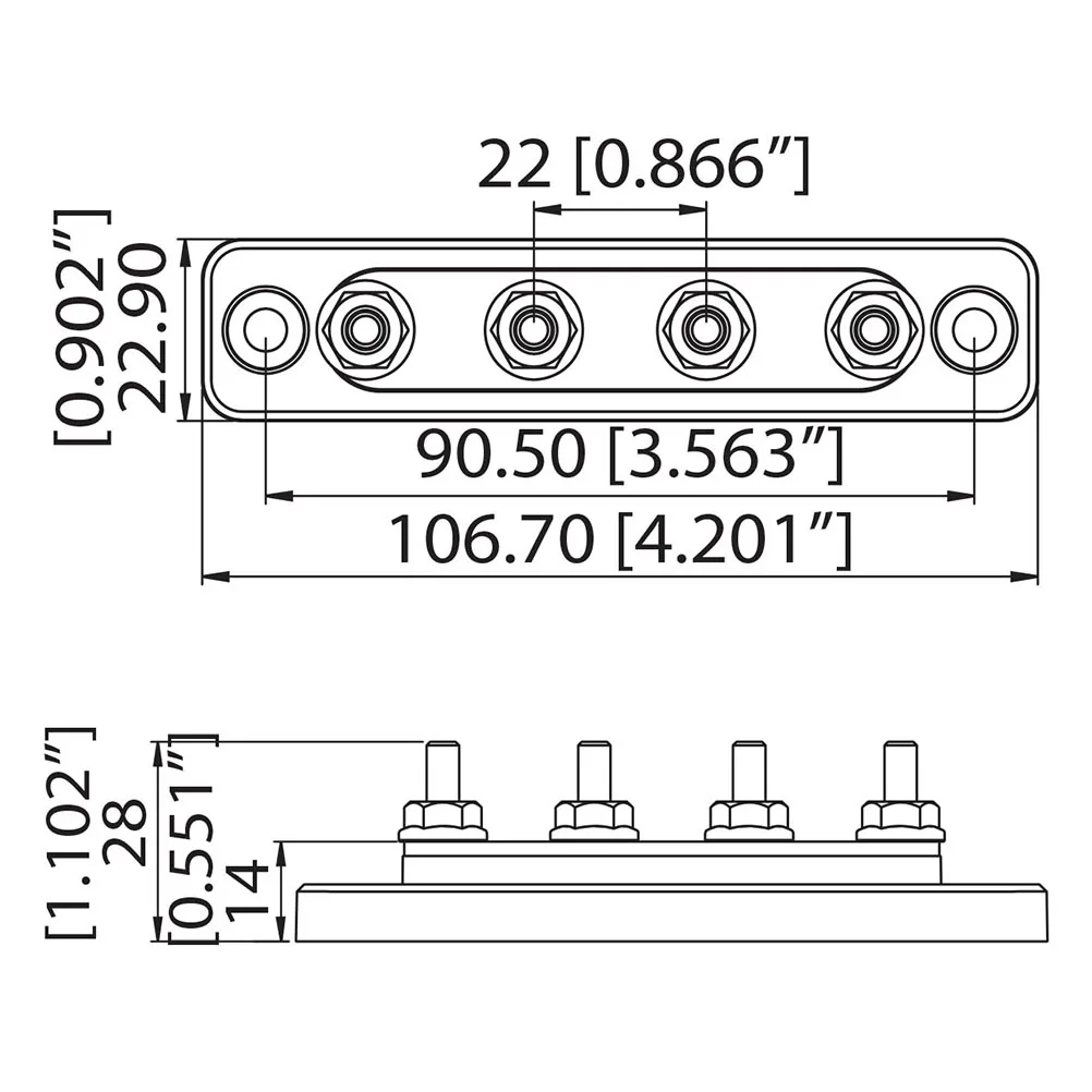 

1pc 4 Positions Bus Bar Flame Retardant Terminal Professional Junction Block Car Truck Ship Wiring Distribution Block