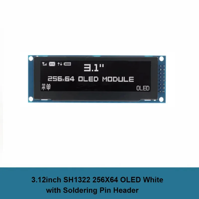 شاشة OLED 3.12 بوصة 3.12 بوصة 256X64 25664 SSD1322 وحدة عرض LCD للسائق موازية/SPI دبوس لحام لاردوينو/C51