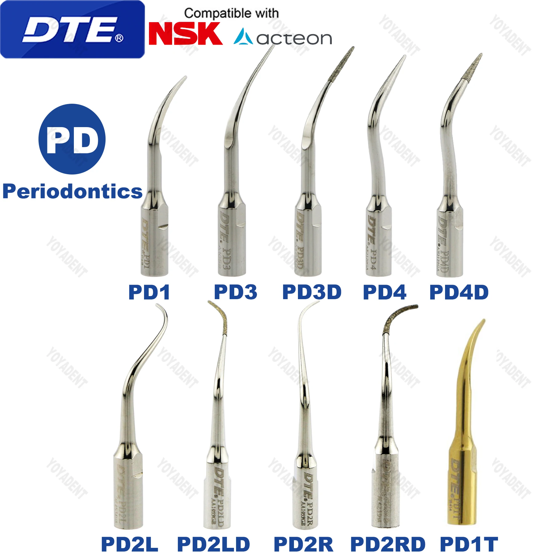 Pelatuk DTE Scaler ultrasonik gigi, ujung penskalaan ujung servis gigi cocok EMS NSK SATELEC ACTEON Scaler Handpiece