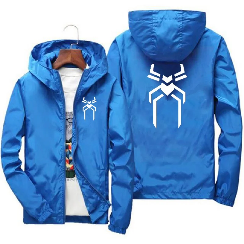 

2025Sunscreen Bomb Beach Casual Jackets Spider Men'S Summer Hooded Jacket Windbreaker Packable Skin Coat Plus Size S-7XL