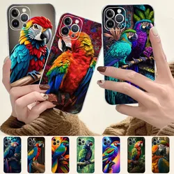 Colored Parrot Phone Case For iPhone 14 11 12 13 Mini Pro XS Max Cover 6 7 8 Plus X XR SE 2020 Funda Shell