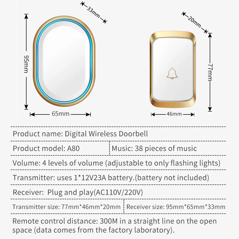 CACAZI Intelligent Home Wireless Outdoor Doorbell Waterproof Button Without Battery Door Bell Sets Home  Kinetic Ring Chime New