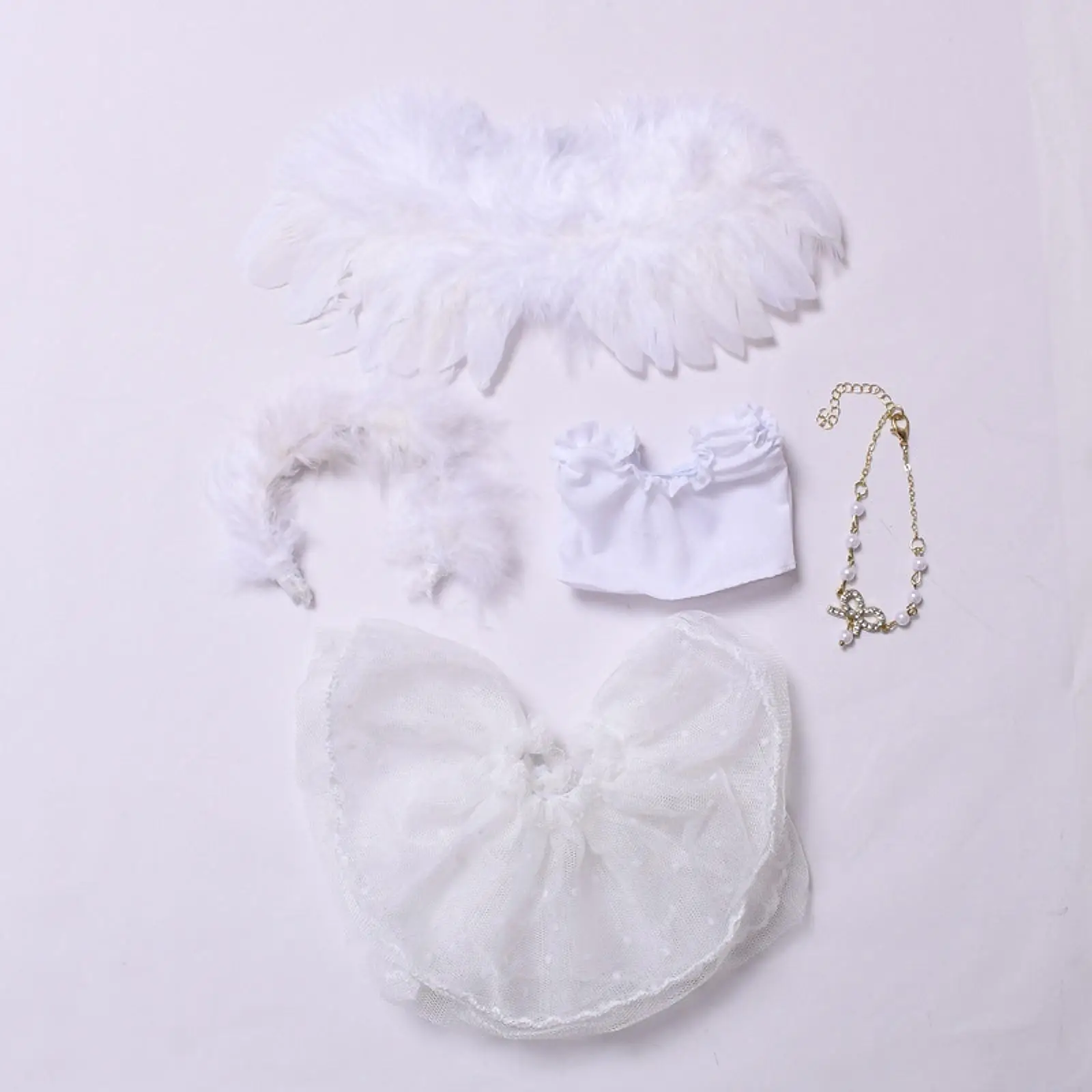 Angel Wing Lace Doll Dress Cloth Outfit Tiny Dolls Clothes Set for 15 to 17 Cm Creative Dress Up
