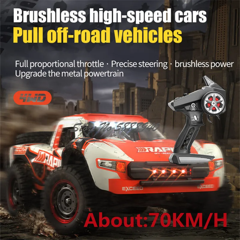 70KM/H Brushless Remote Control Car 4WD High Speed Drift Racing Vehicle Spring Damping  Highlight LED Climbing Off-Road RC Car