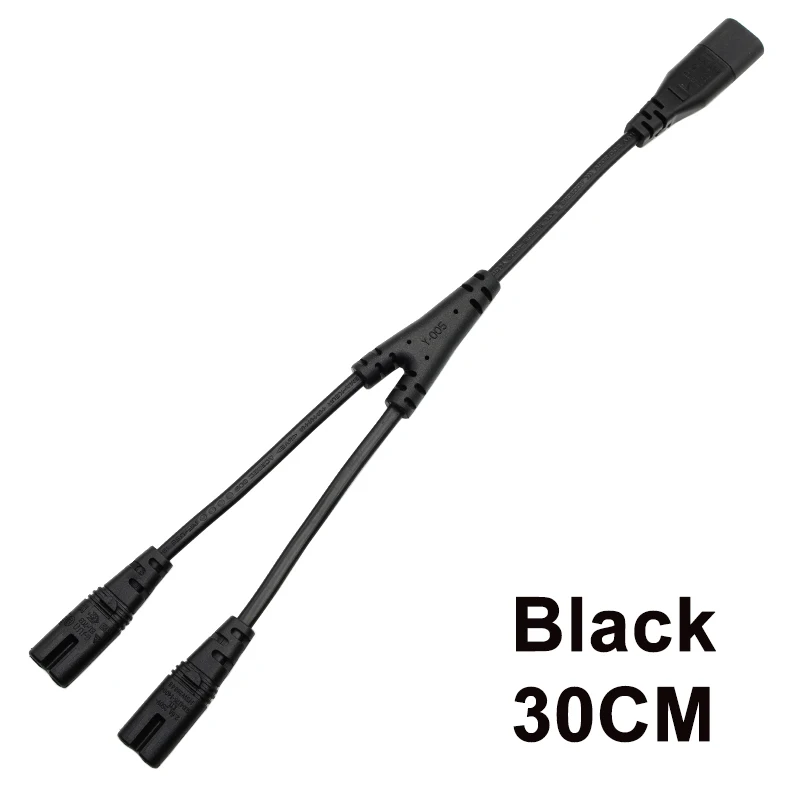 High-quality IEC 320 C8 Male to 2 x C7 Female Y Split Power Cable, IEC 2Pin Figure 8 Male to 2 Female Cord About 30CM