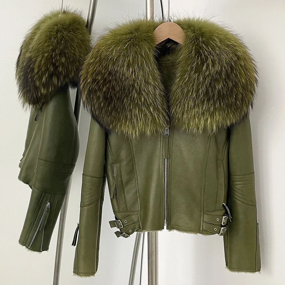 

Real Fur Rabbit Fur Jacket Reality Fur Coat Thick Natural Fox Fur Women Winter Large Warm Lining Autumn Outwear Leather Jacket
