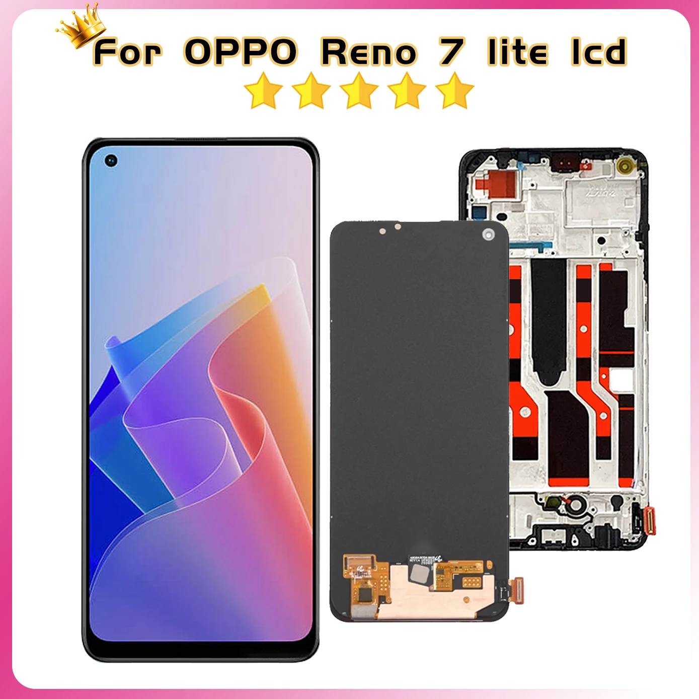 6.43 Inch Super AMOLED For Oppo Reno7 Lite LCD CPH2343 Display Touch Reno 7Lite Screen Digitizer Assembly No/With Frame