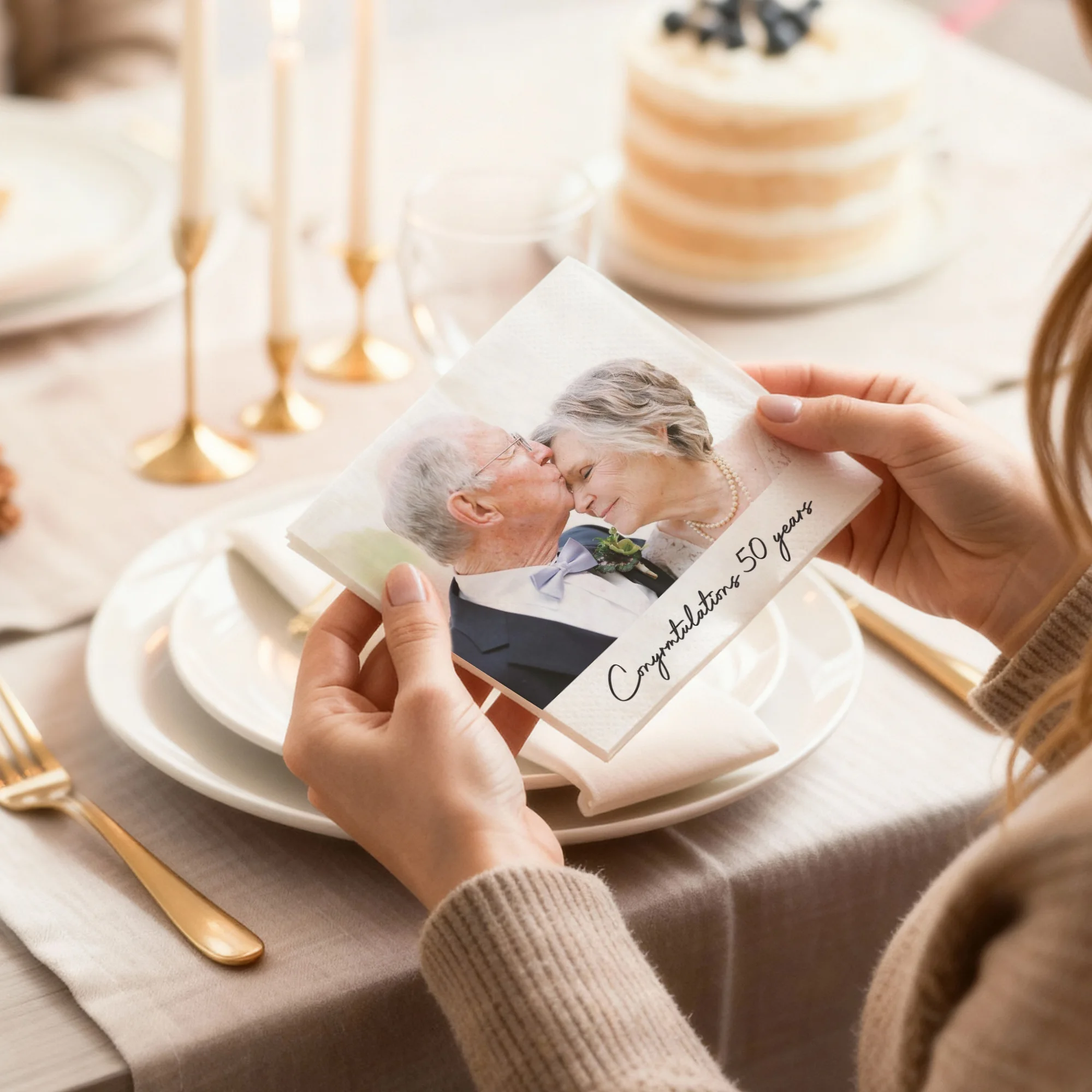 Personalisierte Servietten, 3-lagige, individuell gestaltbare Cocktail-Servietten, Foto-Servietten, Einweg-Papierservietten für Geburtstags- und Jubiläumsfeiern, zur Dekoration. – Detail 3