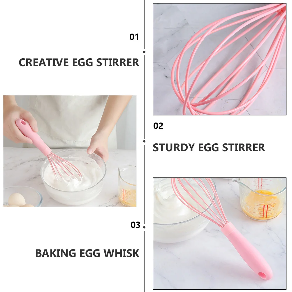 

2pcs Silicone Whisk Kitchen Baking Tool Stainless Steel Spring Wire Cooking Utensil for Mixing Beatin