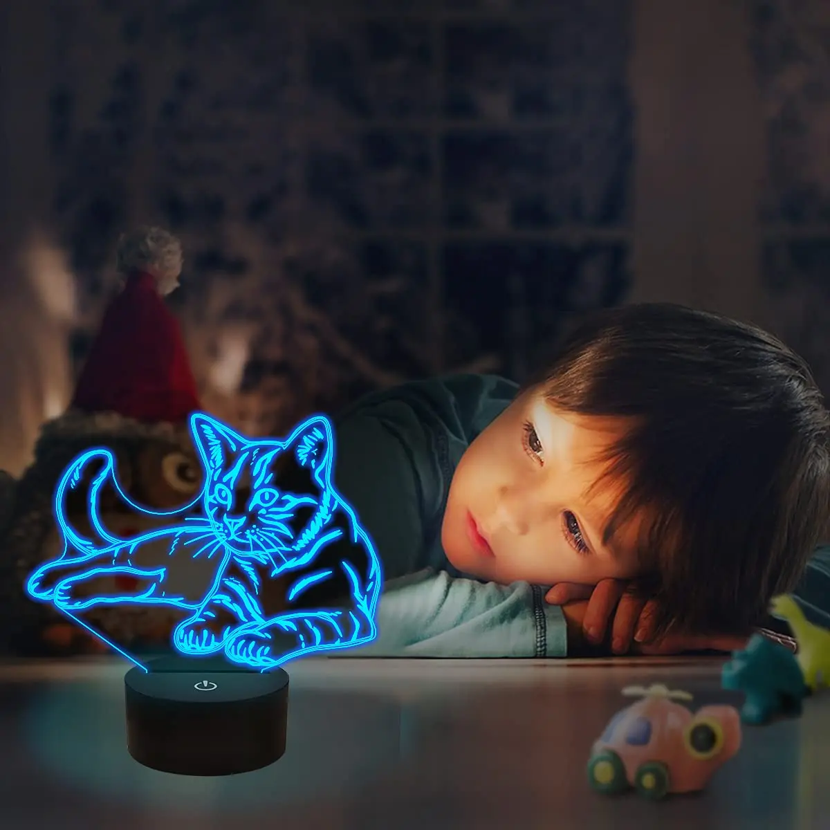 Cat Night Light, 3D Pet Lamp Kitty Light with 16 Colors Remote Control Birthday Holiday Gift for Cat Lover, Mom, Children