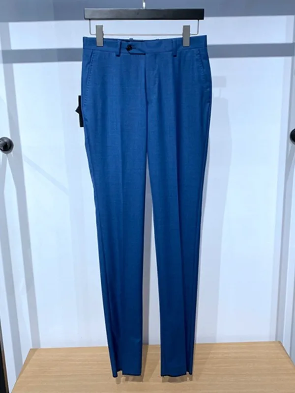 

Мужские прямые шерстяные брюки Kevin из пряжи VBC50, 00% шерсть, синие, со средней посадкой, классические, деловые, повседневные, весенние