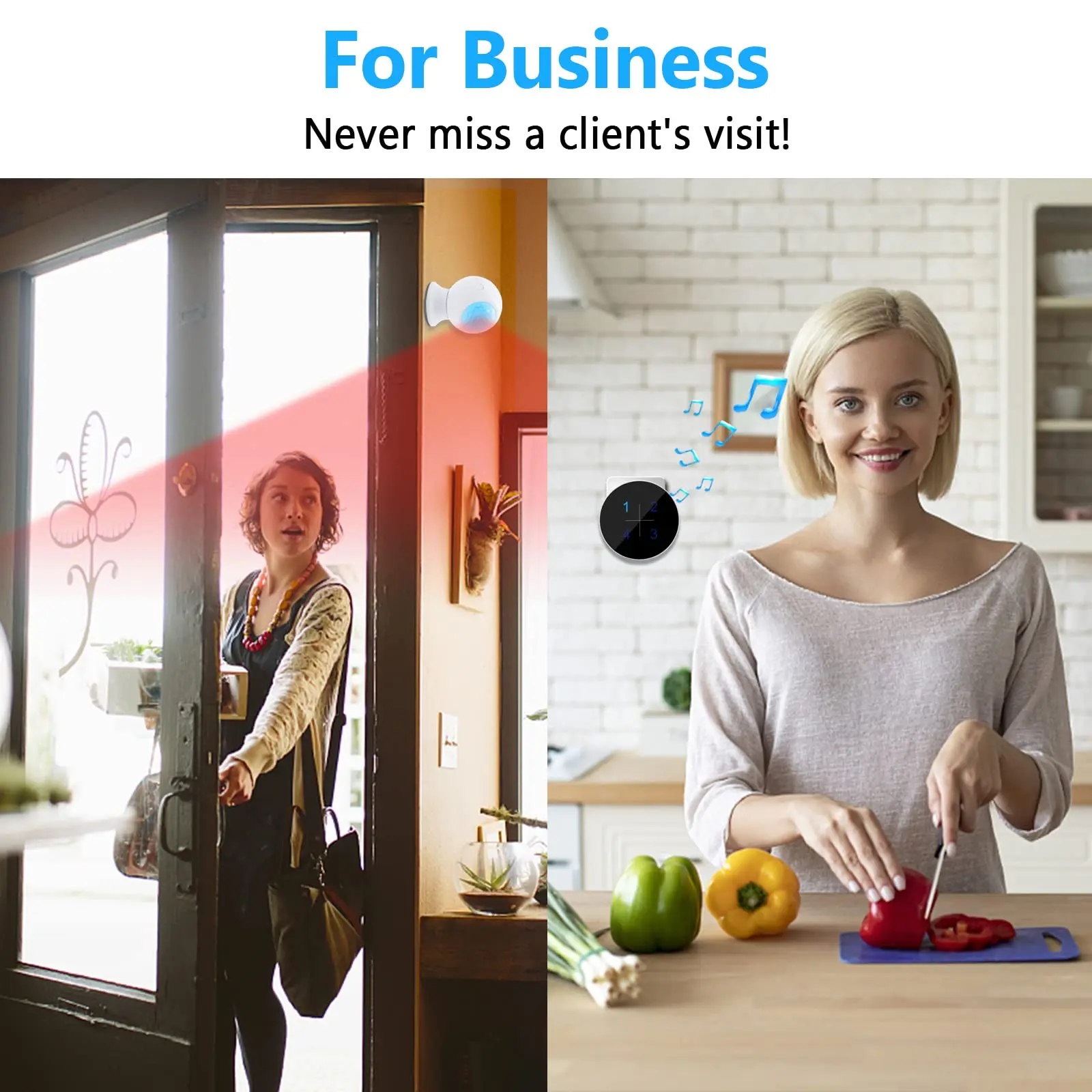 2025 Daytech Supplier Motion Alarm Wireless Entry Alert Chime Beam Sensor For Business Door Alarm