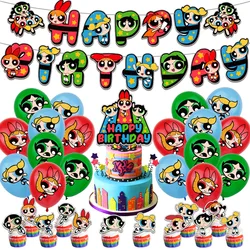 The Powerpuff Girls Urodziny tematyczne dekoracja imprezowa materiały dekoracyjne Banner cake Zestaw balonów z flagą