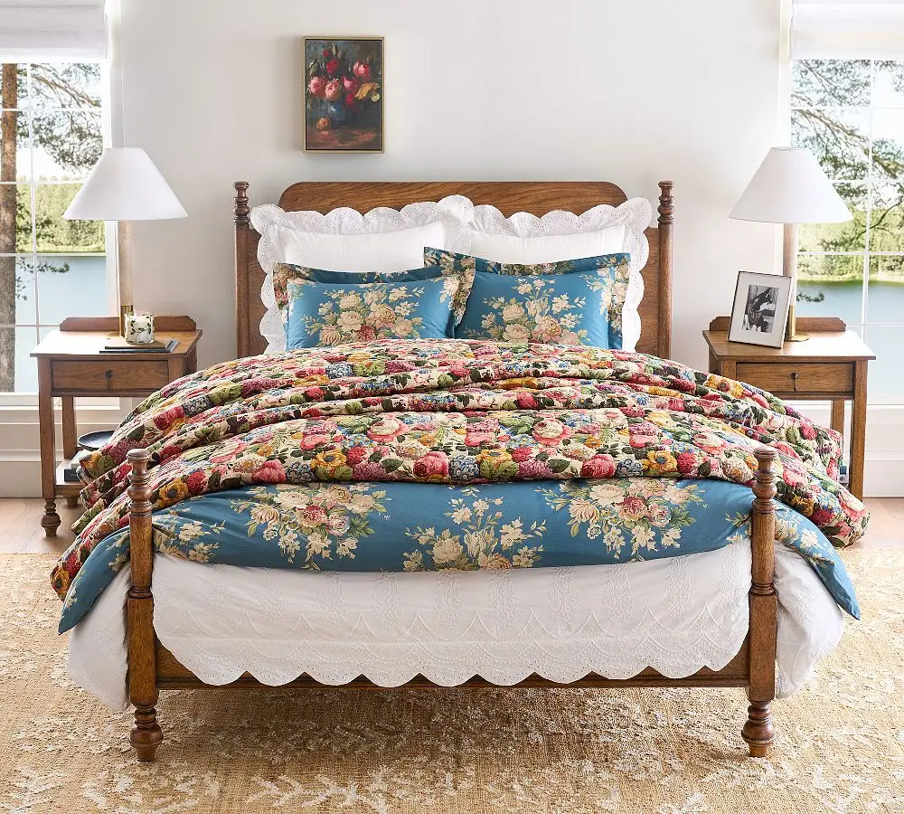 *e`Retro Farmhouse Design Solid Wood Weathered Surface Sturdy Structure Anti Deformation Smooth Finish Mattress Fit Base Bed