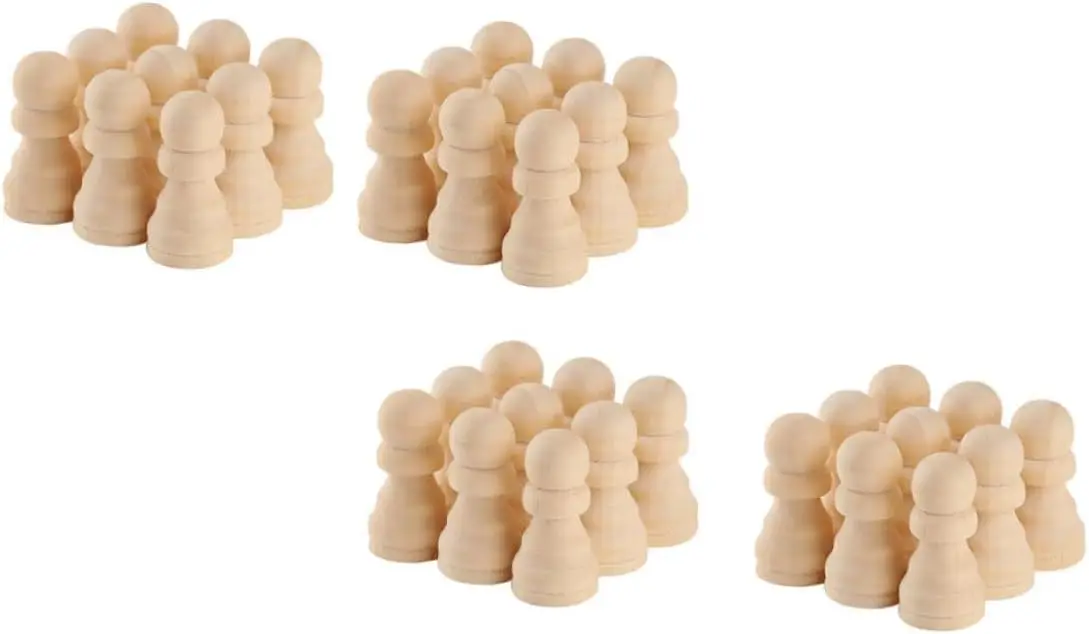 

50pcs Wooden Chess Pieces - Unfinished Crafts DIY Chess & Checker Toys for Kids