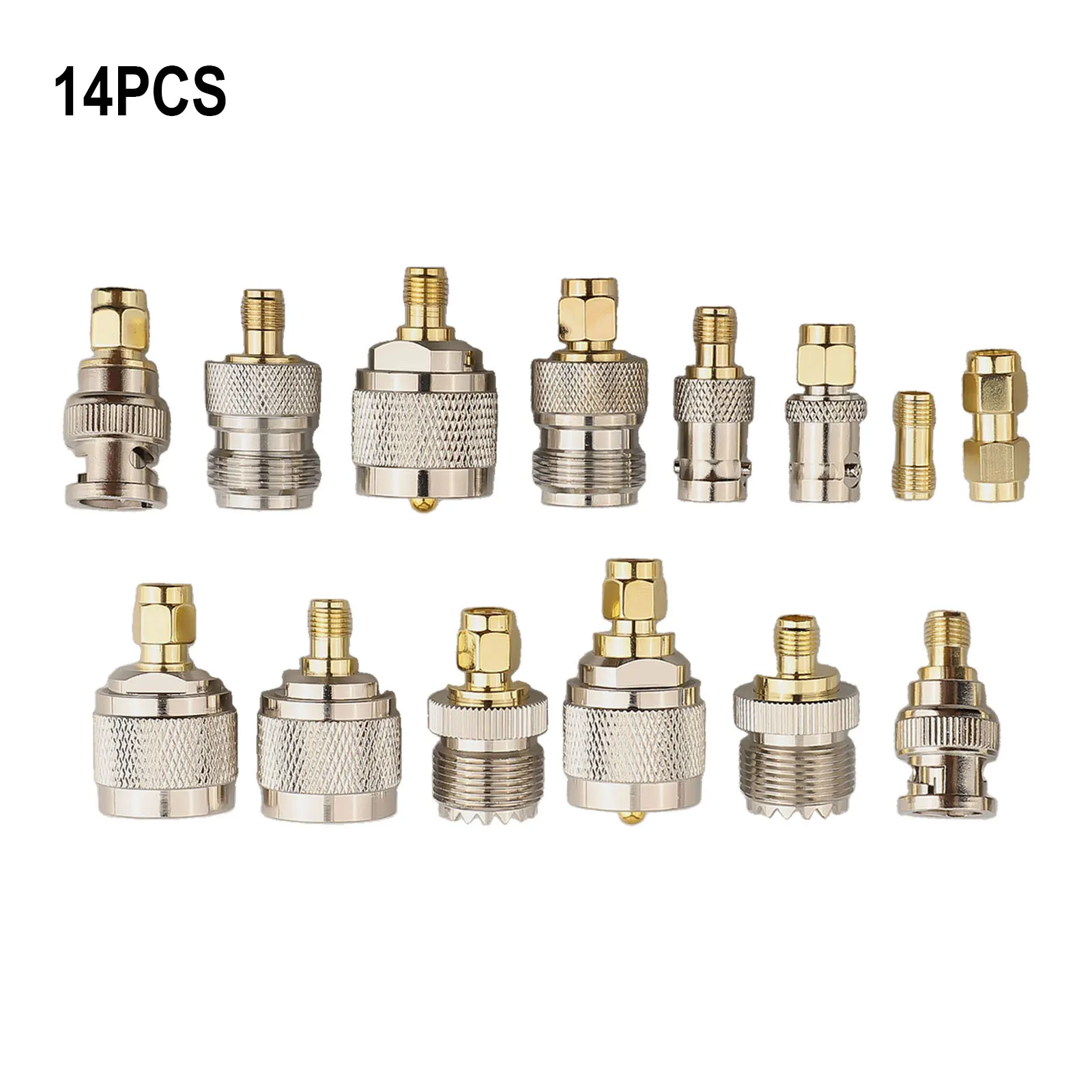 14pcs RF Coaxial Adapter Kit For SMA Male Female To BNC N Type UHF F Connector Set For Wireless Router Antenna Cable Coupling Nu