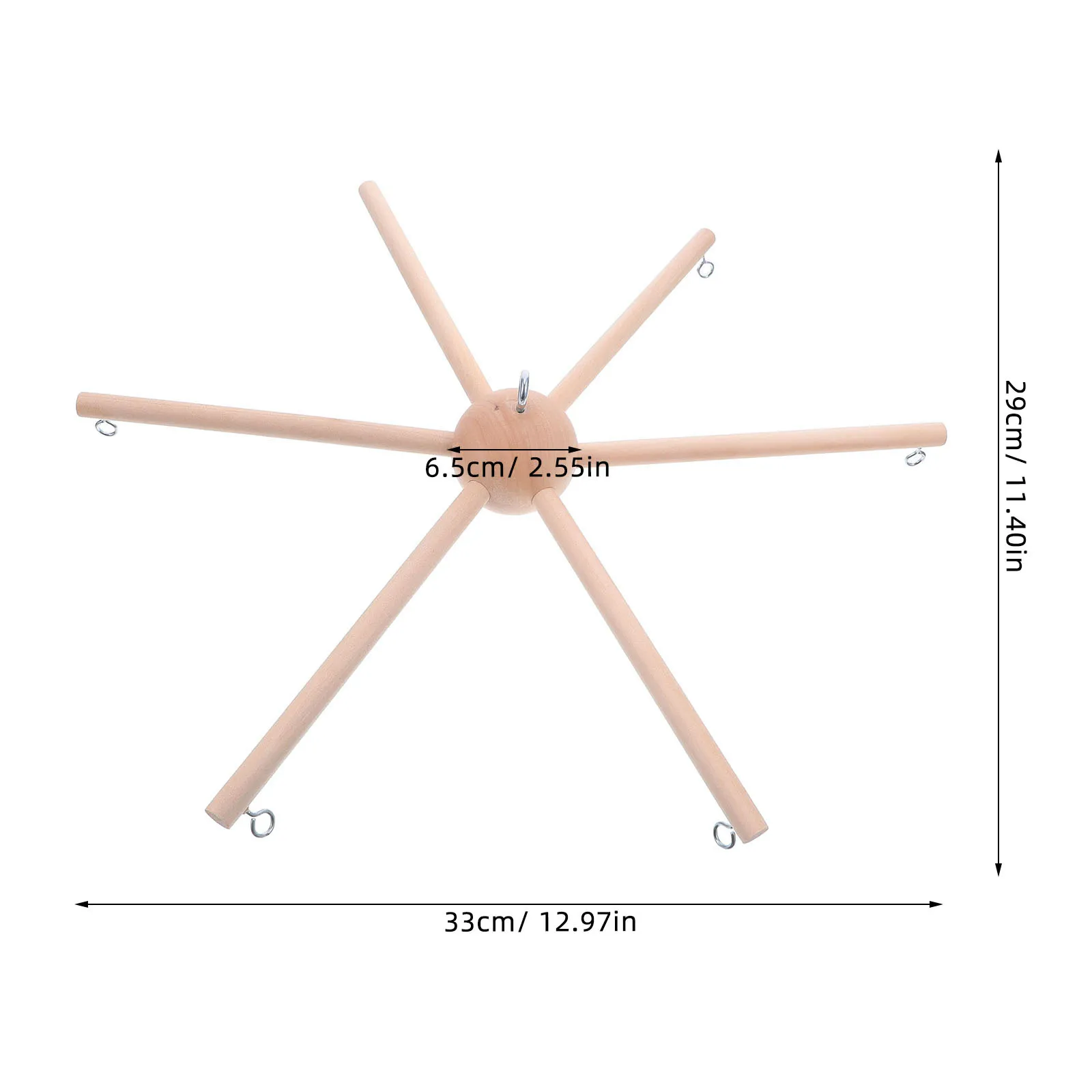 1セット木製装飾スタンド丸型球形ベース、ベビーモバイルフレーム吊り下げ用DIY組み立て保育園モバイルハンガーキット