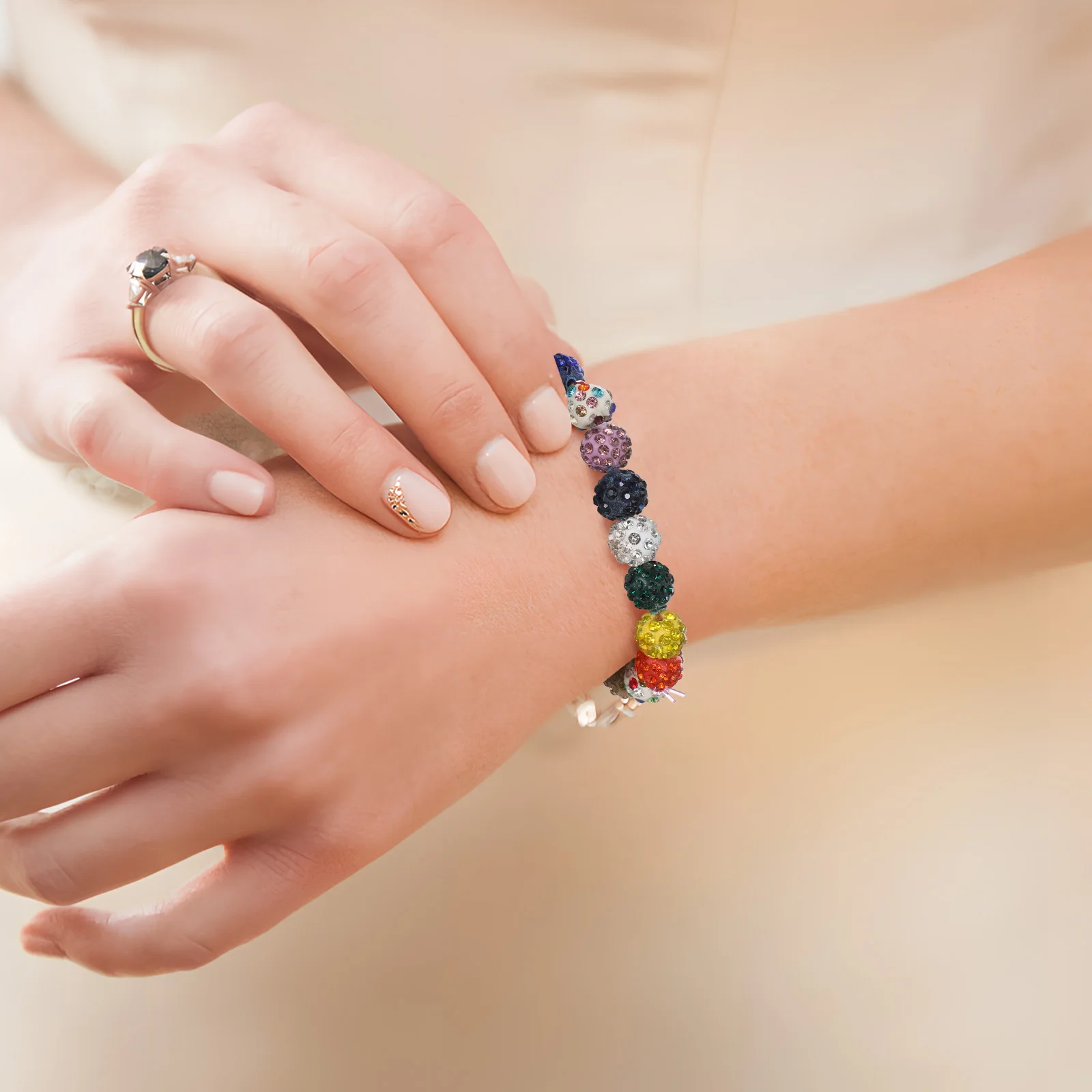 

100pcs Shamballa Rhinestone Clay Spacer Beads Drilled For Jewelry Making Craft Bracelet Necklace Colorful Sparkling Loose Beads