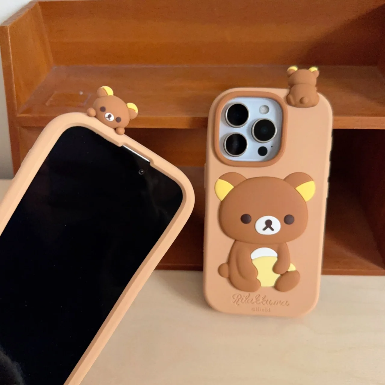 

3D Cartoon Relax Bear Japan Soft Silicone Case for iPhone 12/13/14/15/16/Pro Max - Cute Animal Design Phone Back Cover Durable