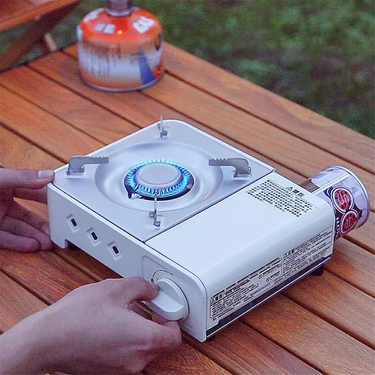 N18R Mini Cassette Stove Fire Piezo Ignition Cookware Portable Magnetic Canister Gas Stove Camping Outdoor Travel