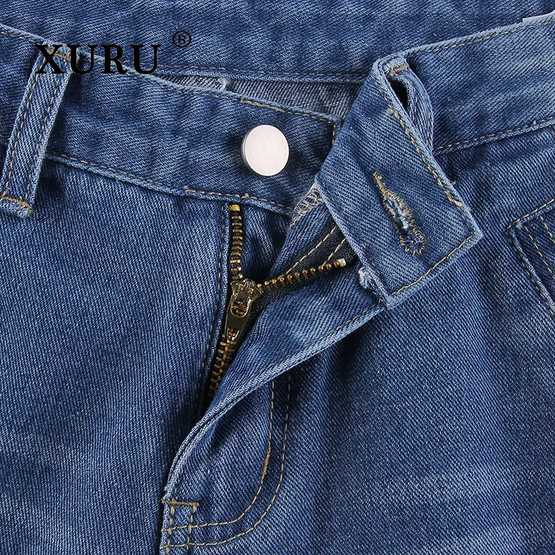 Xuru-Trendy Bedrukte Losse Jeans Met Wijde Pijpen Voor Dames, Casual, K5-6660, Nieuw