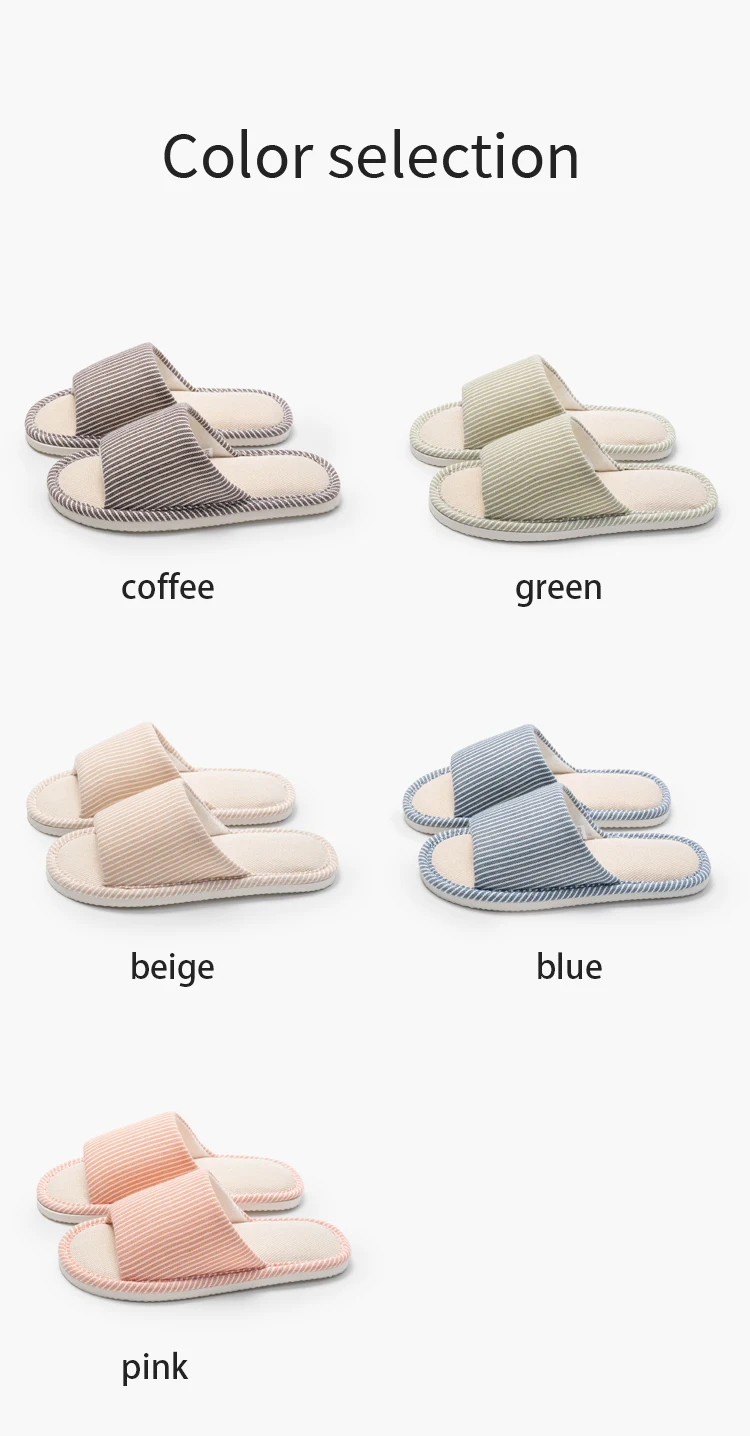 Herren Rutschfeste Leinen-Hausschuhe für Frühling und Sommer, Atmungsaktive Innenraumschuhe mit Offener Zehenpartie und Rutschfestem Streifendesign – Detail 8