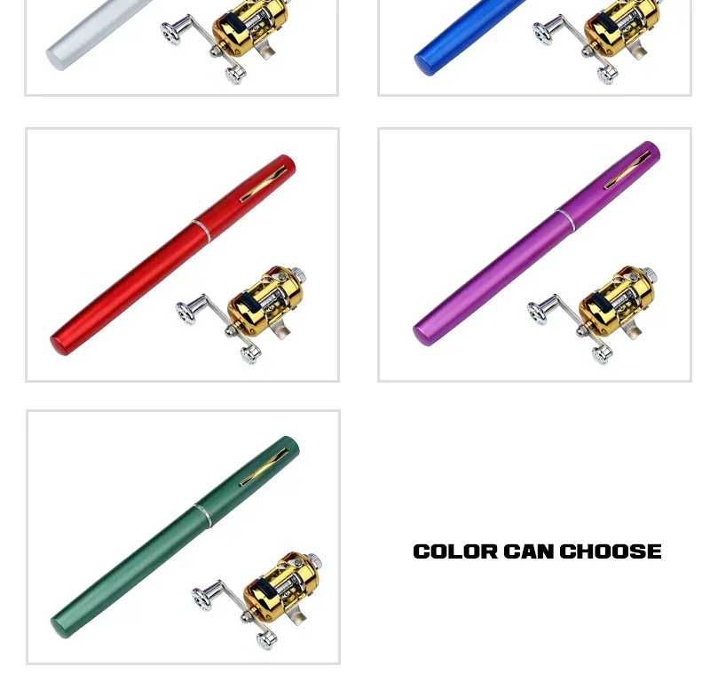 [Zubehör für Angelruten rollen] Tragbare Taschen-Teleskop-Angelrute rolle Full Kit Stift form Stange 96cm für Angel anfänger – Detail 11