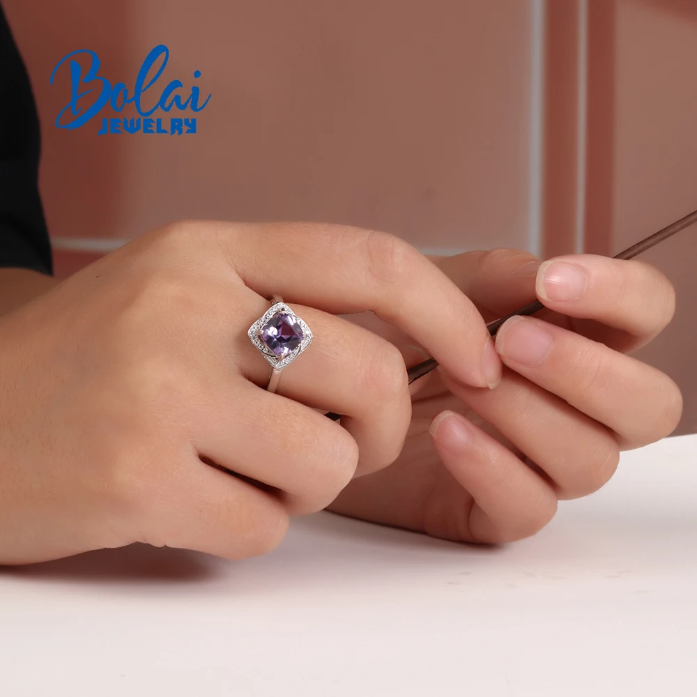 خاتم من الفضة الإسترليني عيار 925 مربع 8.0 ملم تغيير لون ألكسندر نانو مجوهرات راقية لهدية عيد ميلاد الذكرى السنوية للنساء