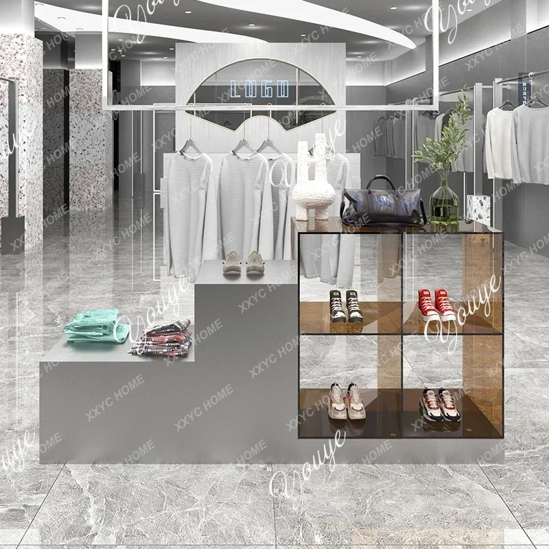 

J Clothing Store Water Table Stainless Steel Acrylic Display Stepped Creative Table Shoe Bag Storage Table