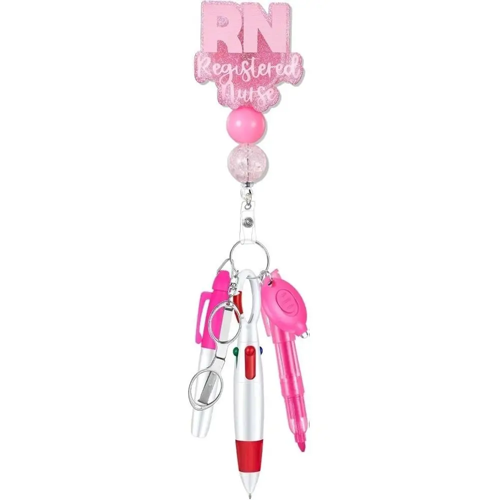 New Retractable Nurse Pen Pack Portable Lanyard Keychain Nurse Badge Set Durable ID Badge Reels Nurse Badge Clip Gift