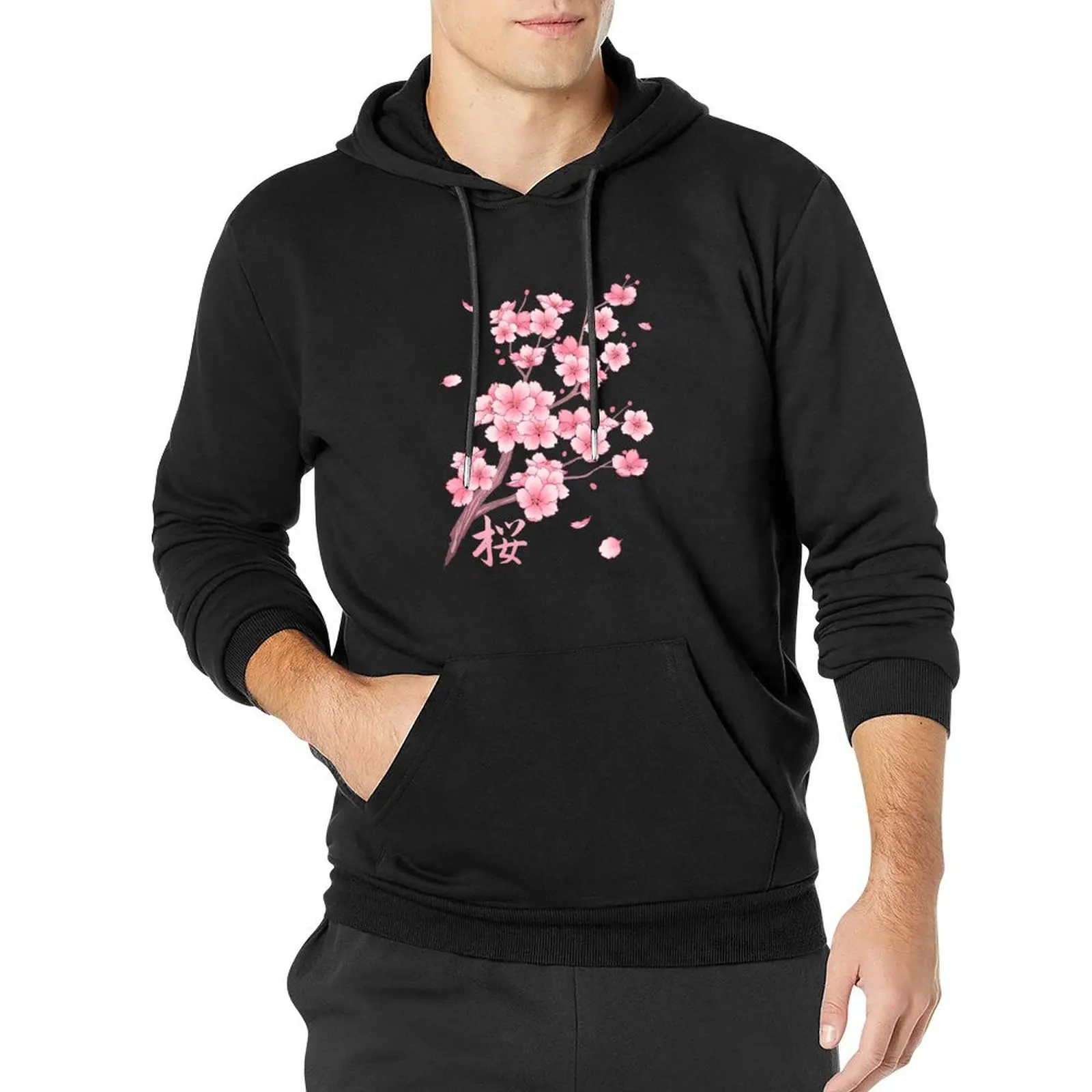 

Falling Sakura Cherry Blossom Pullover Hoodie autumn new products men's autumn clothes hoodie man