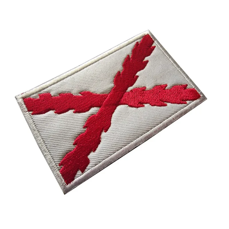 Burgundy Spanish Empire Cross International Flag Patch 3D Embroidery Hook&Loop Army Hat Badge Backpack Stickers Cloth Armband