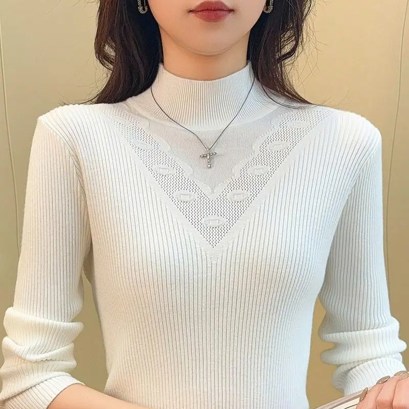 

New Autumn and Winter Sweater for Women Slim Fit Knitted Base Long-sleeved Top