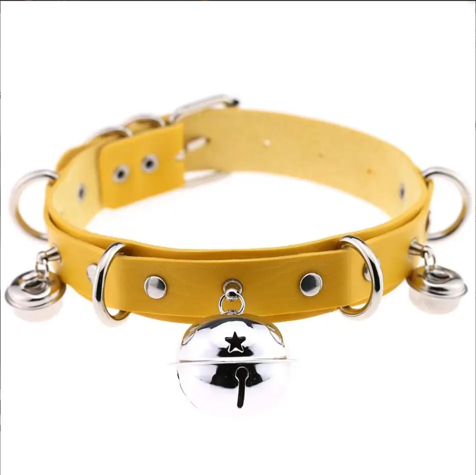 العصرية الشرير الجلود المختنق قلادة متعدد الطبقات أجراس المعادن Chocker طوق قلادة اليدوية بوهو القوطية المجوهرات S2959