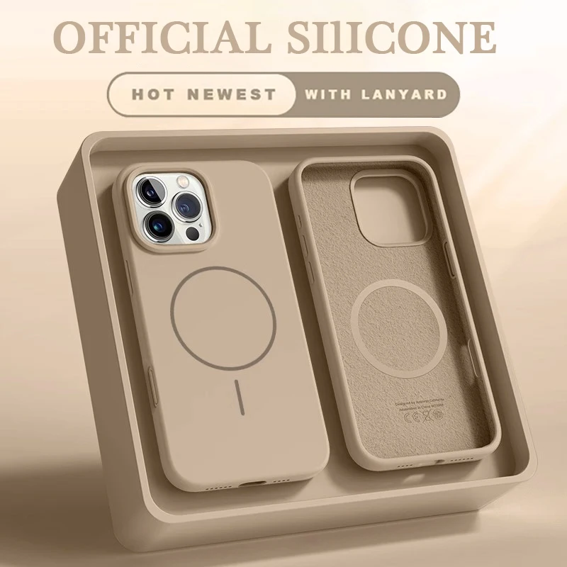 

Phone Case for iPhone 16 15 Pro Max 14 13 12 11 Plus Colorful Liquid Silicone Protective Microfiber Magnetic for Magsafe Cover