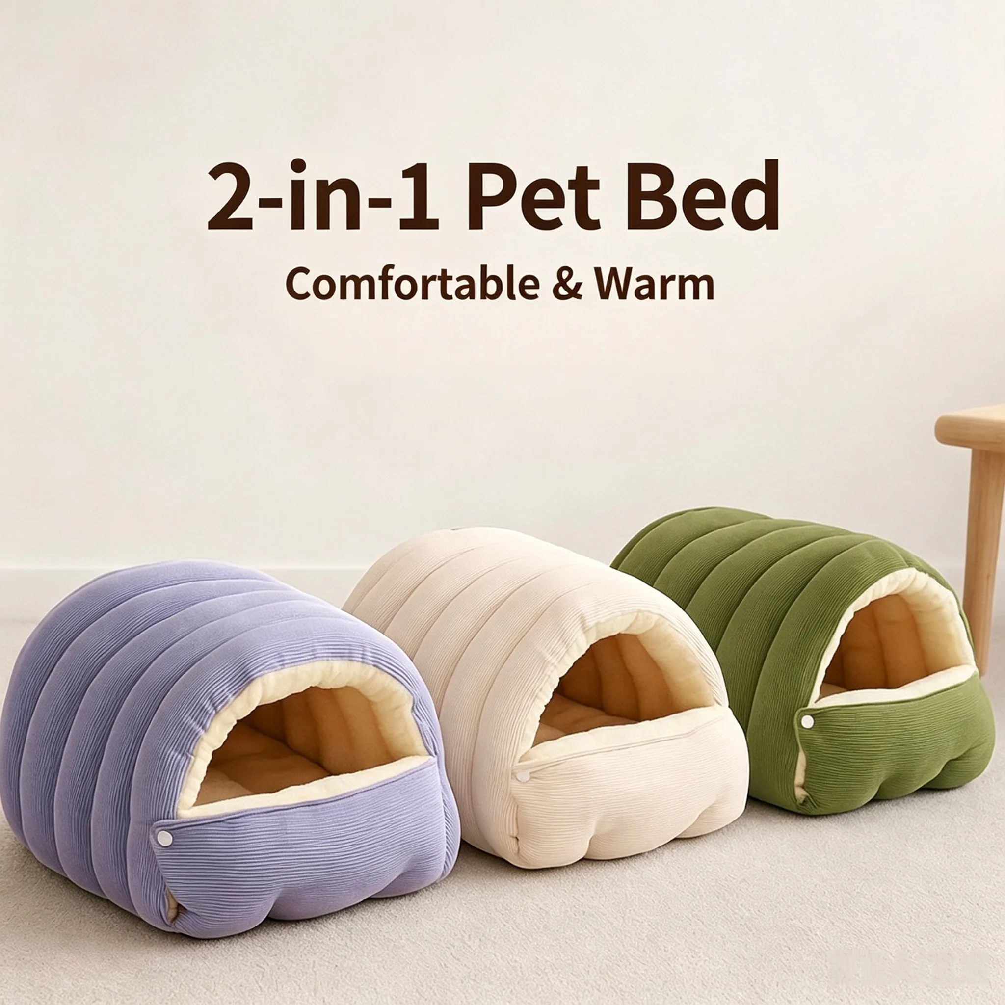 Winter-Katzenbett, Waschbares Geschlossenes Katzenhaus, Warmes Gemütliches Schlafnest & Sack für Katzen & Kleine Hunde, Faltbare Haustierhöhle – Detail 2