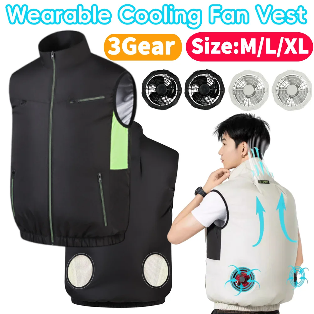 Cooling Vest  Ice Fan Vest Heat Resistant Sleeveless Workwear Breathable Wearable Cooling Fan Vests for Outdoor Hot Weather Work