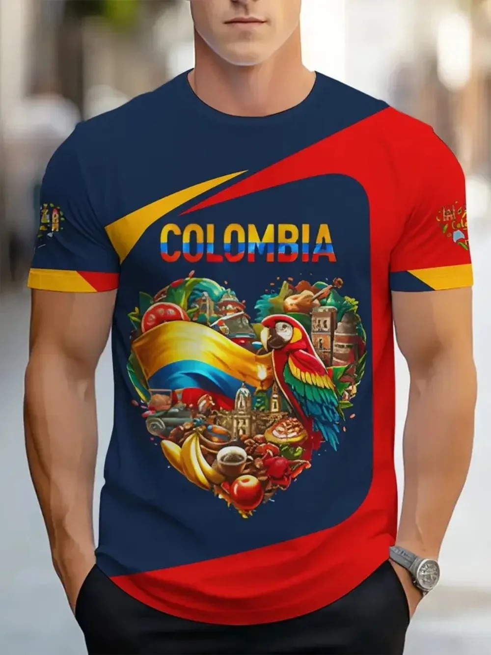 Colombian Flag Pattern 3D Print Sprot Breatha Quick-dry MenT-shirt Outdoor Street FashionTeam Training Y2K Parent-Child Clothing