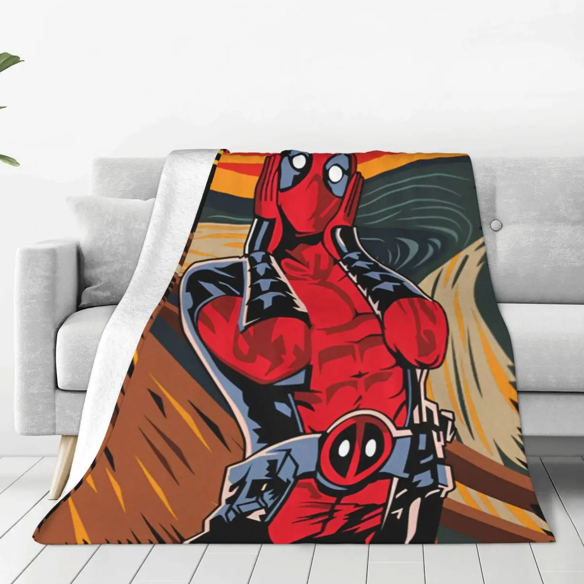 Super Warm Blanket Travel Marvel Movie Deadpool Throw Blanket Flannel Bedspread For BedroomPattern Sofa Bed Cover