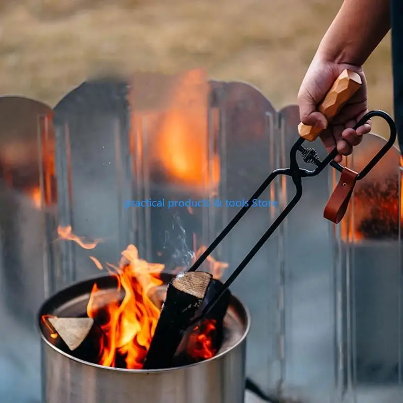77JB موقد ملقط سجل Grabber داخلي في الهواء الطلق الحطب الفرن الفحم معسكر الملقط شواية التخييم FIREPLACE